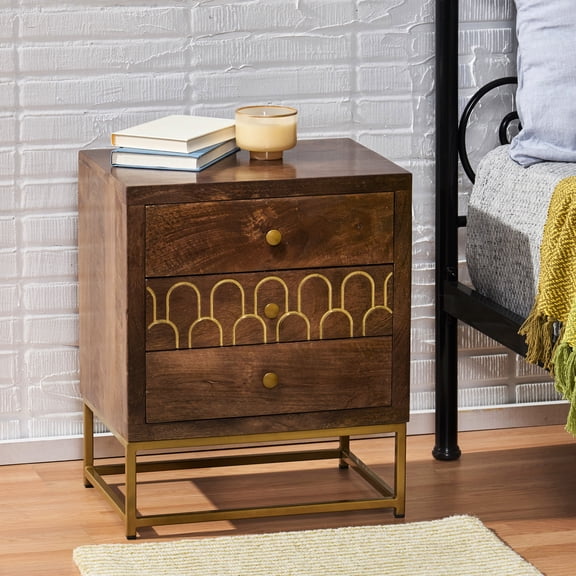 Contemporary Mango Wood Table With Gold Detailing And Storage Mid-century Modern Side A Build