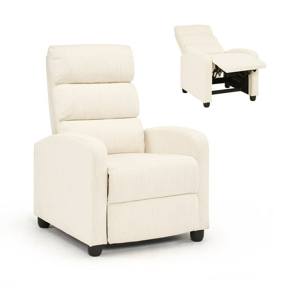 Contemporary Manual Recliner Chair, Push Back Theater Recliner Chair, Single Sofa with Footrest, Recliner Chair for Living Room, Bedroom, Home Theater, Beige