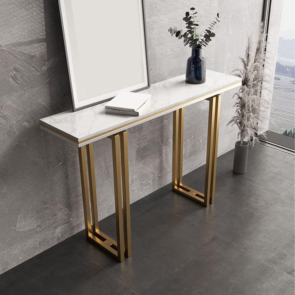 Contemporary Marble 4 Legs Console Table Rectangle Scratch Resistant ...