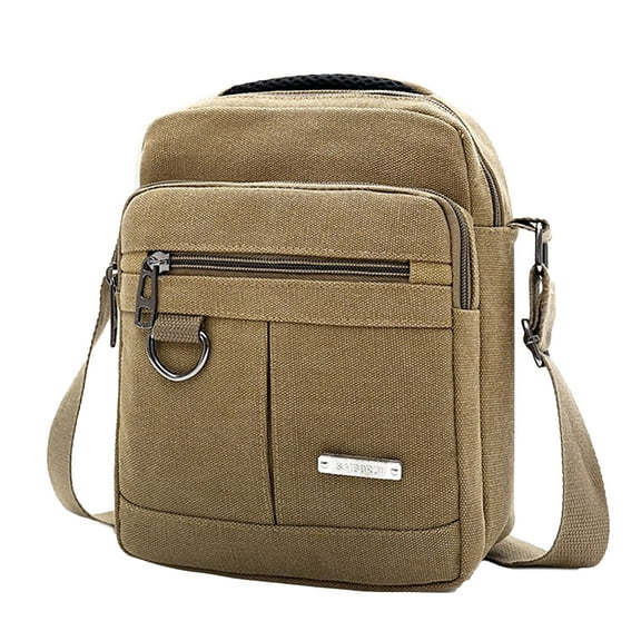 Contemporary Men's Canvas Shoulder Bag for School and Work Stylish Small Crossbody Satchel Purse with Multiple Pockets