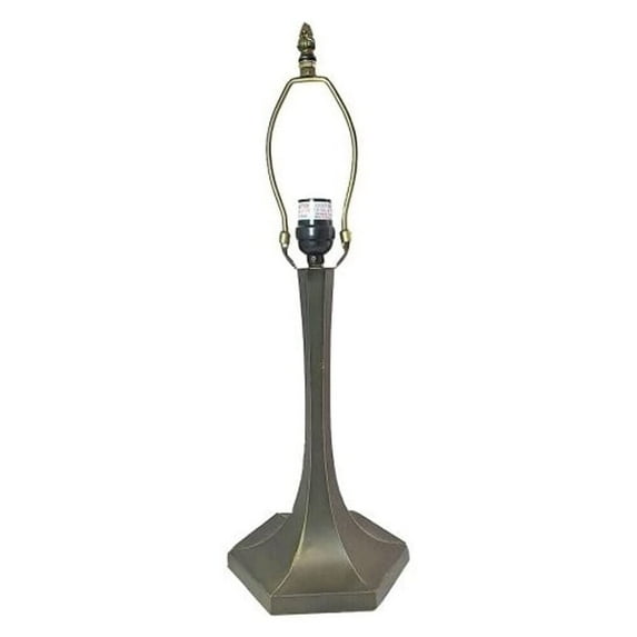 Contemporary Metal Lamp Base, Antique Bronze Finish with Gold Highlights, Nicely Weighted, 19.25" Tall