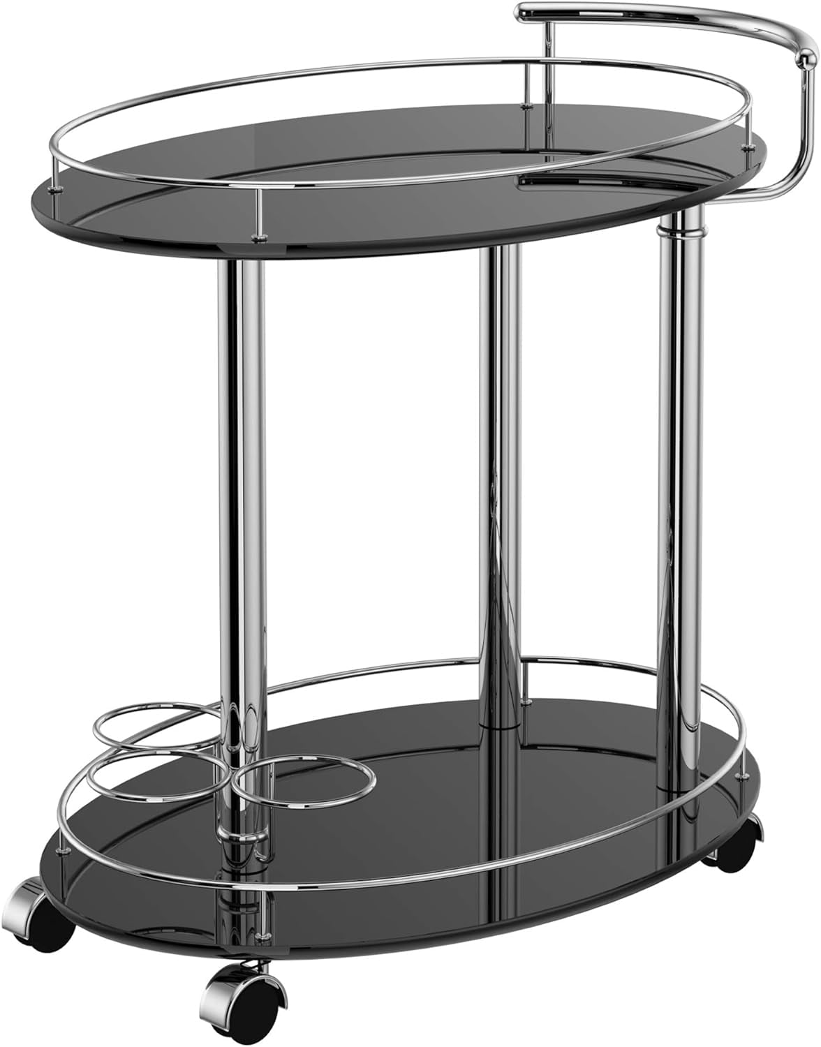 Contemporary Metal & MDF 2Tier Bar Cart, Black