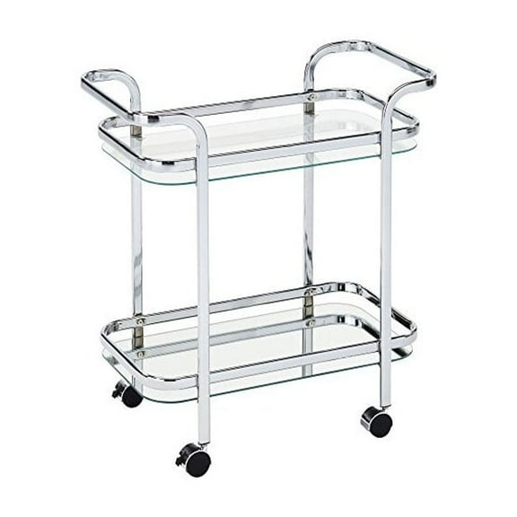 Contemporary Metal and Glass 2tier Bar Cart Chrome