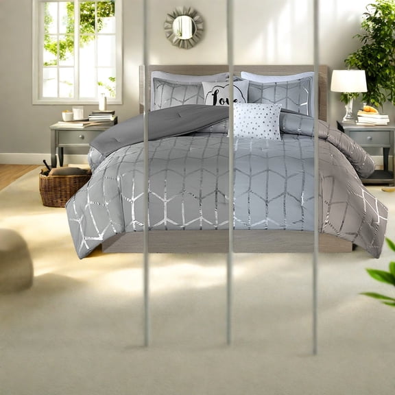 Contemporary Metallic Bedding Set Soft Microfiber Hypoallergenic Design for Modern Bedrooms