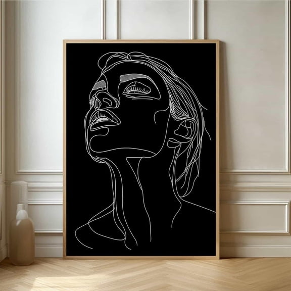 Contemporary Minimal Line Art Elegant Face Outline For Home