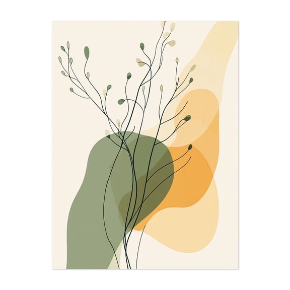 Contemporary Minimalist Flower Line Art - Line Drawing Abstract Minimalist Botanical Modern Art Line Art Geometric Floral Unframed Wall Art Print 36 x 48 inches