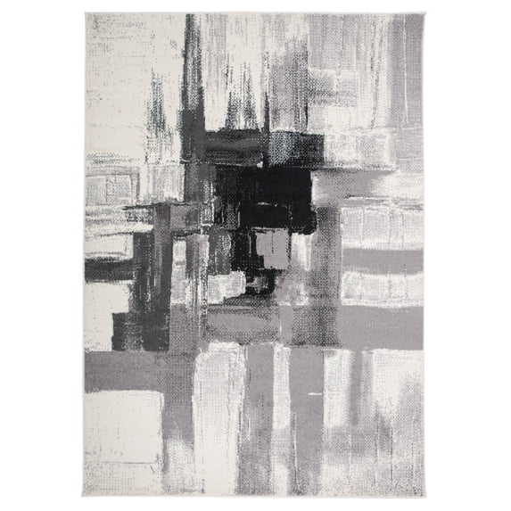 Contemporary Modern Abstract Area Rug 3' 3" x 5' Black