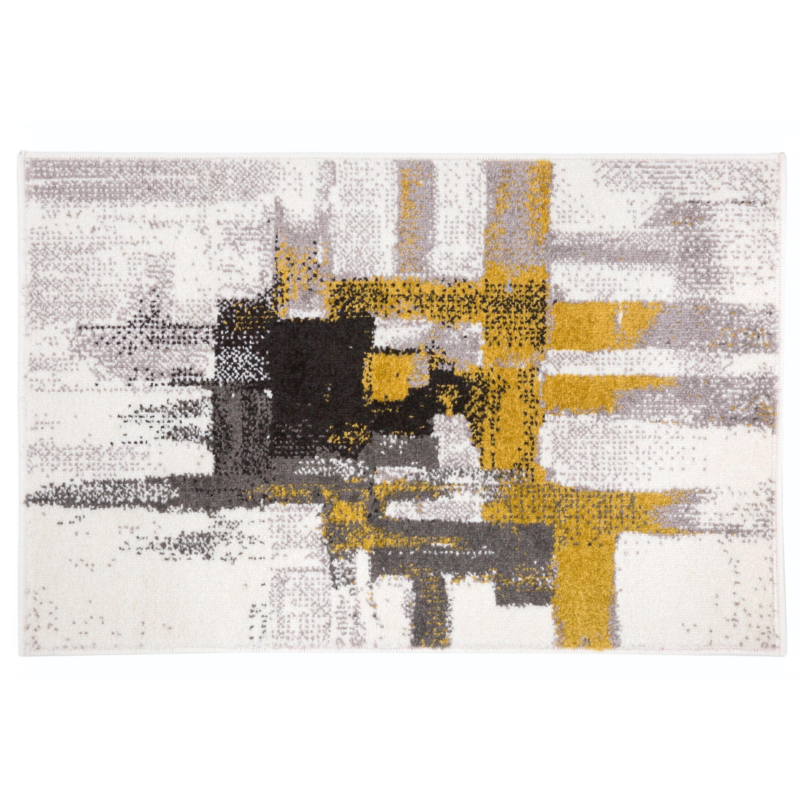 Gold Abstract Elegance 5' x 7' Synthetic Easy-Care Rug