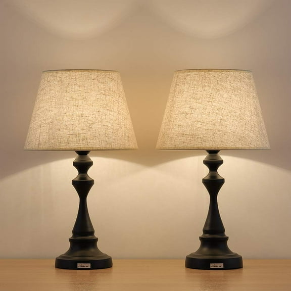 Contemporary Modern Bed Lamp Vintage Accent Lamp, Set of 2 - Black