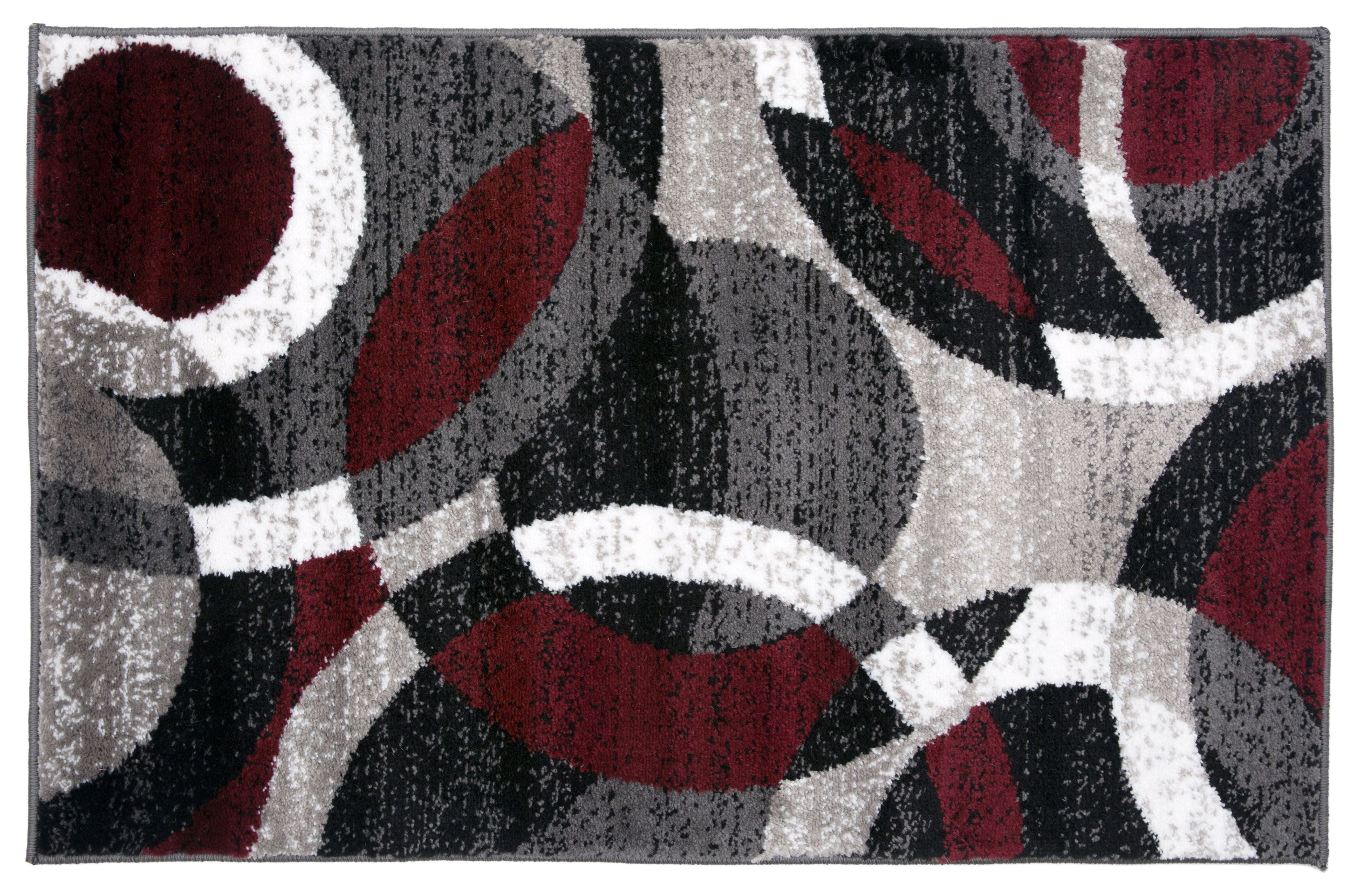 Red and Gray Geometric Abstract 5' x 7' Area Rug
