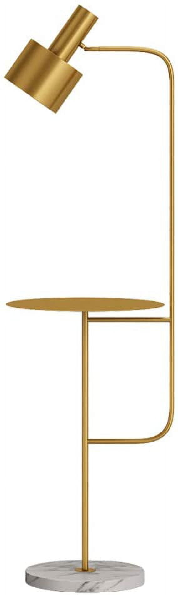 Contemporary Modern Creative Floor Lamp with a Table,Suitable for Living Room,Den,Office,Bedroom - E26 Base - Brushed Brass Finish