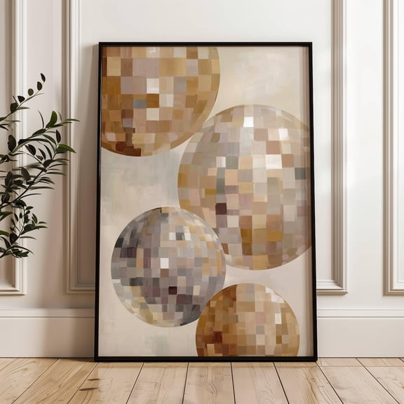 Contemporary Modern Disco Mirror Ball Wall Print 70s Aesthetic, Unframed Paper Poster 11x14in