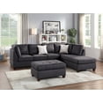 thumbnail image 1 of Contemporary Modern Living Room Reversible L/R Chaise Sofa Ottoman 3pc Sectional Lounge Pillows Ebony Microfiber, 1 of 7