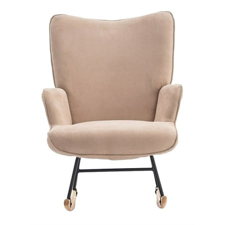 Devion Furniture Rocking Chair Nursery Modern Fabric Living Room Gliding, Beige