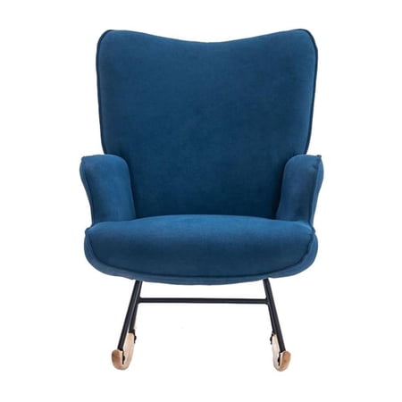 Contemporary Modern Style Rocking Chair-Fabric Accent Chair-Blue