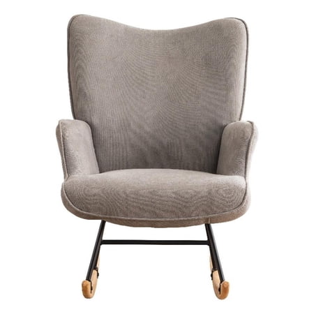 Contemporary Modern Style Rocking Chair-Fabric Accent Chair-Gray