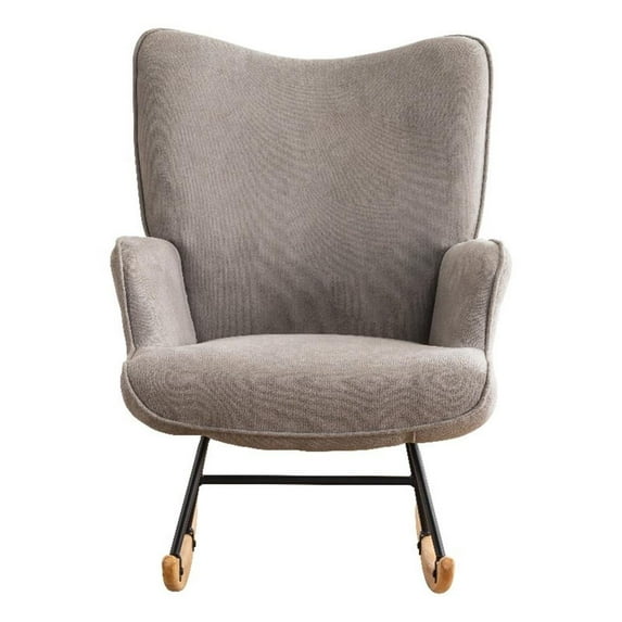 Contemporary Modern Style Rocking Chair-Fabric Accent Chair-Gray