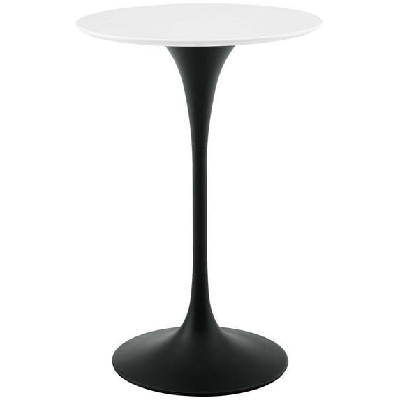 Contemporary Modern Urban Designer Bar Pub and Dining Kitchen Round Bar Table, Wood Metal Steel, Black White