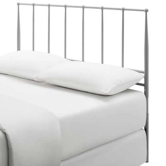 Contemporary Modern Urban Designer Bedroom Full Size Headbaord, Stainless Steel Metal, Grey Gray