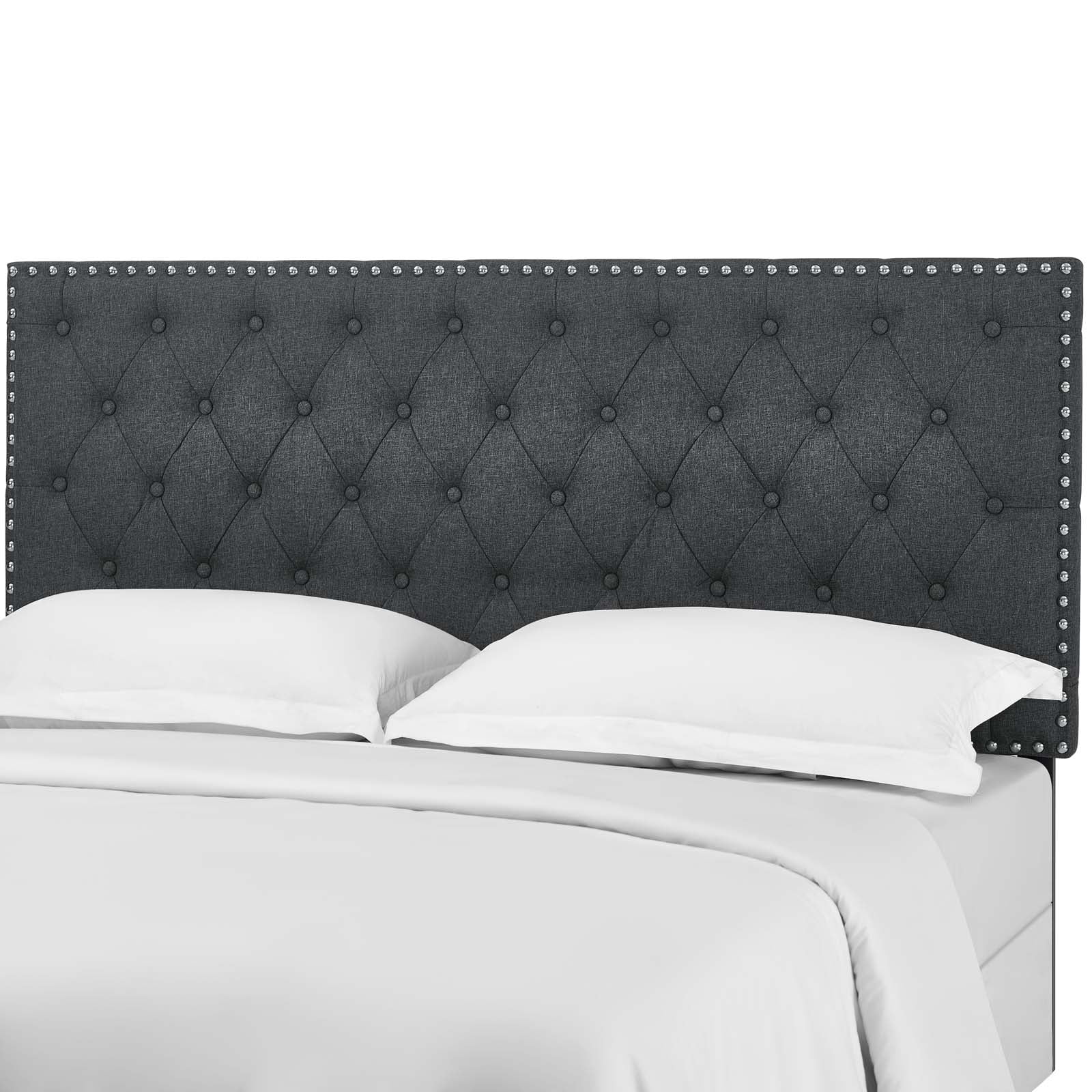 Contemporary Modern Urban Designer Bedroom Full and Queen Size Tufted Headboard Fabric Grey Gray Walmart