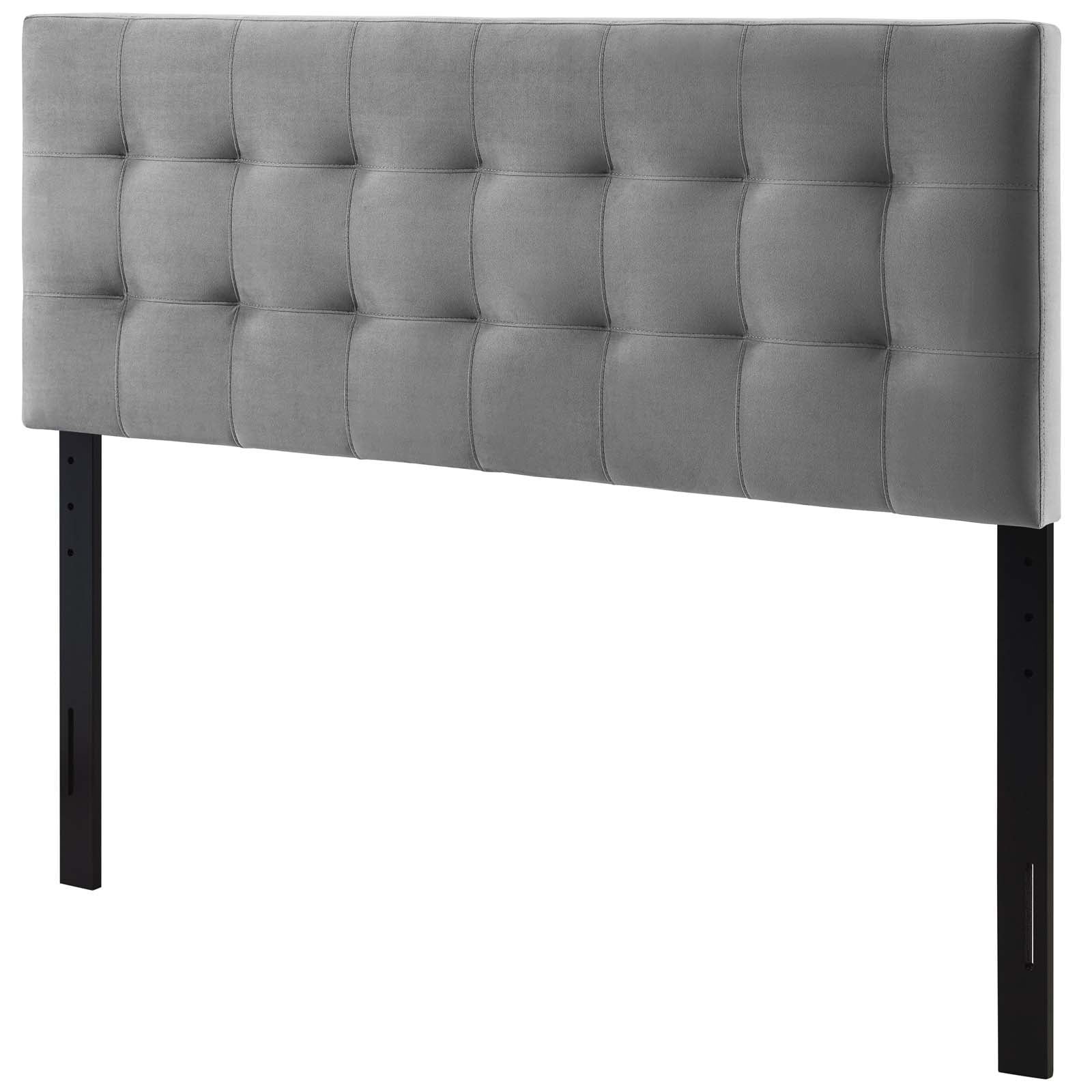 Contemporary Modern Urban Designer Bedroom King Size Tufted Headboard, Velvet Fabric, Grey Gray