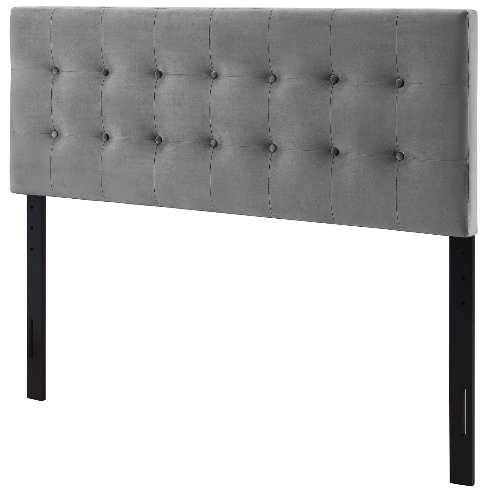 Contemporary Modern Urban Designer Bedroom King Size Tufted Headboard, Velvet Fabric, Grey Gray
