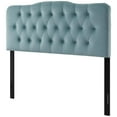 thumbnail image 1 of Contemporary Modern Urban Designer Bedroom King Size Tufted Headboard, Velvet Fabric, Light Blue, 1 of 4
