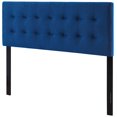 thumbnail image 1 of Contemporary Modern Urban Designer Bedroom King Size Tufted Headboard, Velvet Fabric, Navy Blue, 1 of 5