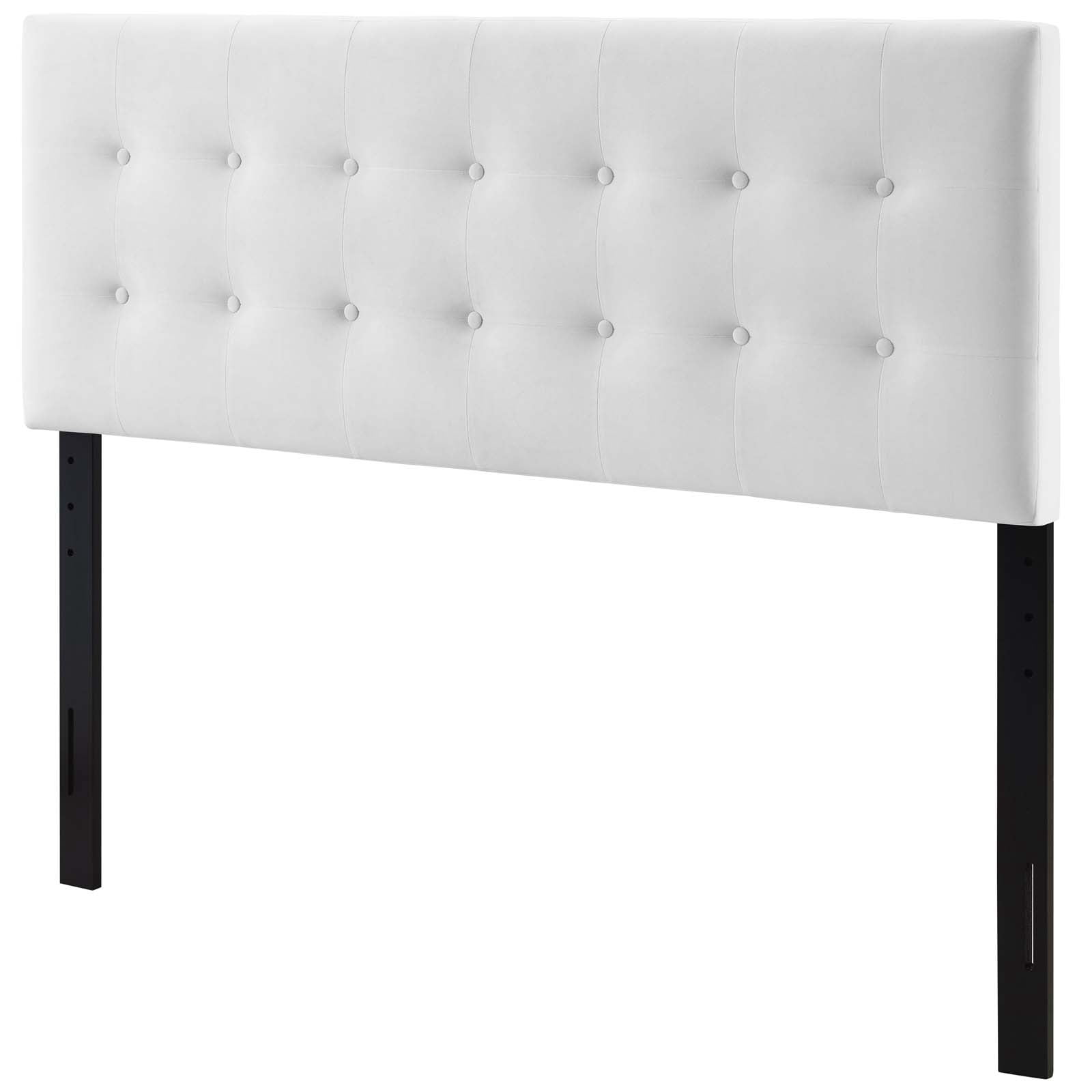 Contemporary Modern Urban Designer Bedroom King Size Tufted Headboard, Velvet Fabric, White