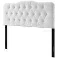 thumbnail image 1 of Contemporary Modern Urban Designer Bedroom King Size Tufted Headboard, Velvet Fabric, White, 1 of 4