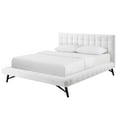 thumbnail image 1 of Contemporary Modern Urban Designer Bedroom Queen Size Platform Bed Frame, Velvet Fabric, White, 1 of 6