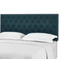 thumbnail image 1 of Contemporary Modern Urban Designer Bedroom Twin Size Tufted Headboard, Fabric, Navy Blue, 1 of 4