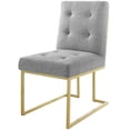 thumbnail image 1 of Contemporary Modern Urban Designer Dining Kitchen Room Side Chair, Fabric Metal Steel, Gold Light Grey Gray, 1 of 8