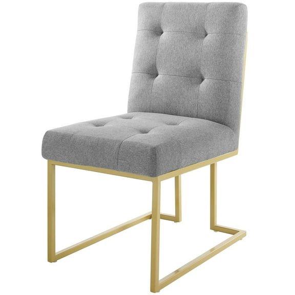 Contemporary Modern Urban Designer Dining Kitchen Room Side Chair, Fabric Metal Steel, Gold Light Grey Gray