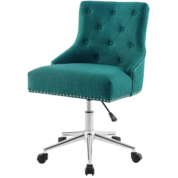 Contemporary Modern Urban Designer Home Business Office Furniture Work Desk Chair, Fabric Aluminum, Aqua Blue