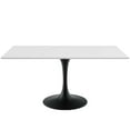 thumbnail image 1 of Contemporary Modern Urban Designer Kitchen Room Rectangle Dining Table, Wood Metal Steel, Black White, 1 of 3