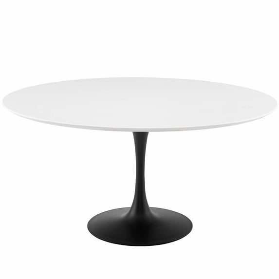 Contemporary Modern Urban Designer Kitchen Room Round Dining Table, Wood Aluminum, Black White