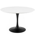 thumbnail image 1 of Contemporary Modern Urban Designer Kitchen Room Round Dining Table, Wood Metal Steel, Black White, 1 of 2