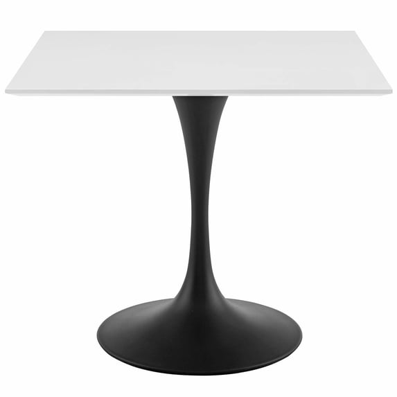 Contemporary Modern Urban Designer Kitchen Room Square Dining Table, Wood Metal Steel, Black White