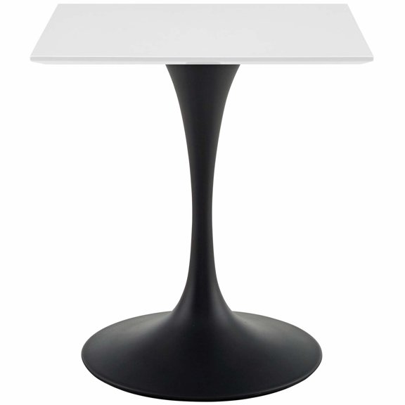 Contemporary Modern Urban Designer Kitchen Room Square Dining Table, Wood Metal Steel, Black White