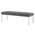 thumbnail image 1 of Contemporary Modern Urban Designer Living Room Lounge Club Lobby Accent Chair Bench, Faux Vinyl Leather Metal Steel, Grey Gray Silver, 1 of 4