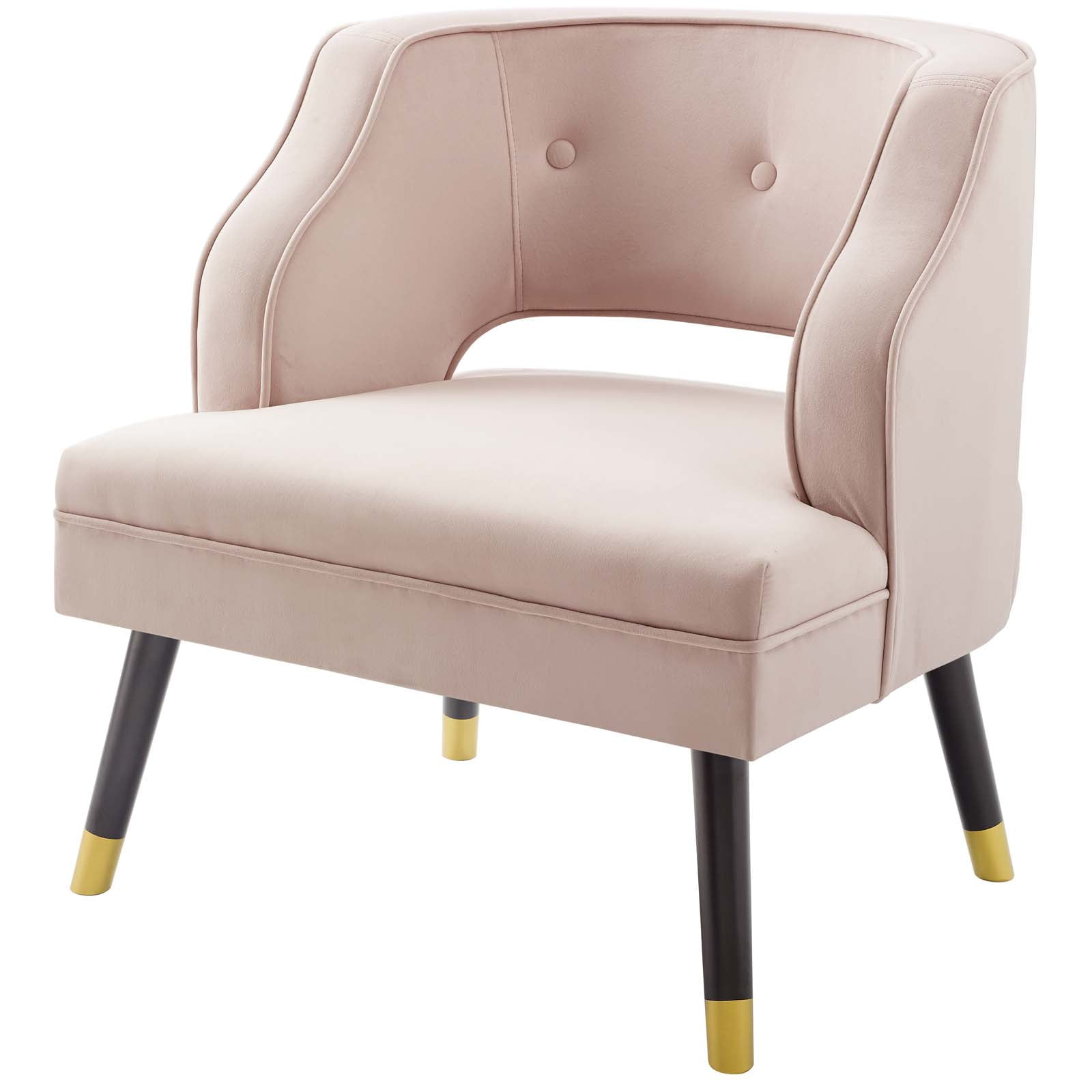 Elegant Gray Velvet Wood Accent Chair with Button Tufting