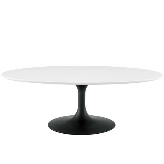 Contemporary Modern Urban Designer Living Room Lounge Club Lobby Oval Coffee Table, Wood Metal Steel, Black White