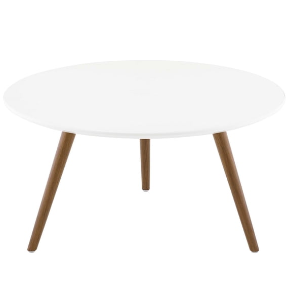 Contemporary Modern Urban Designer Living Room Lounge Club Lobby Round Coffee Table, Wood Metal Steel, White Natural Walnut