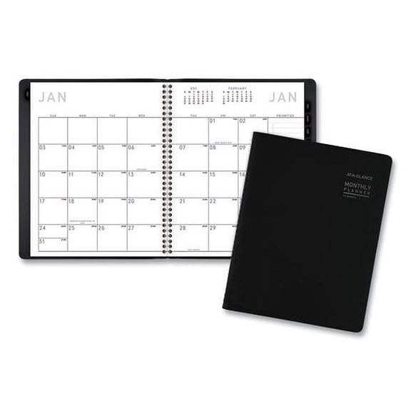 "Contemporary Monthly Planner, 8.75 x 7, Black Cover, 12-Month (Jan to Dec): 2023 | Bundle of 10 Each"