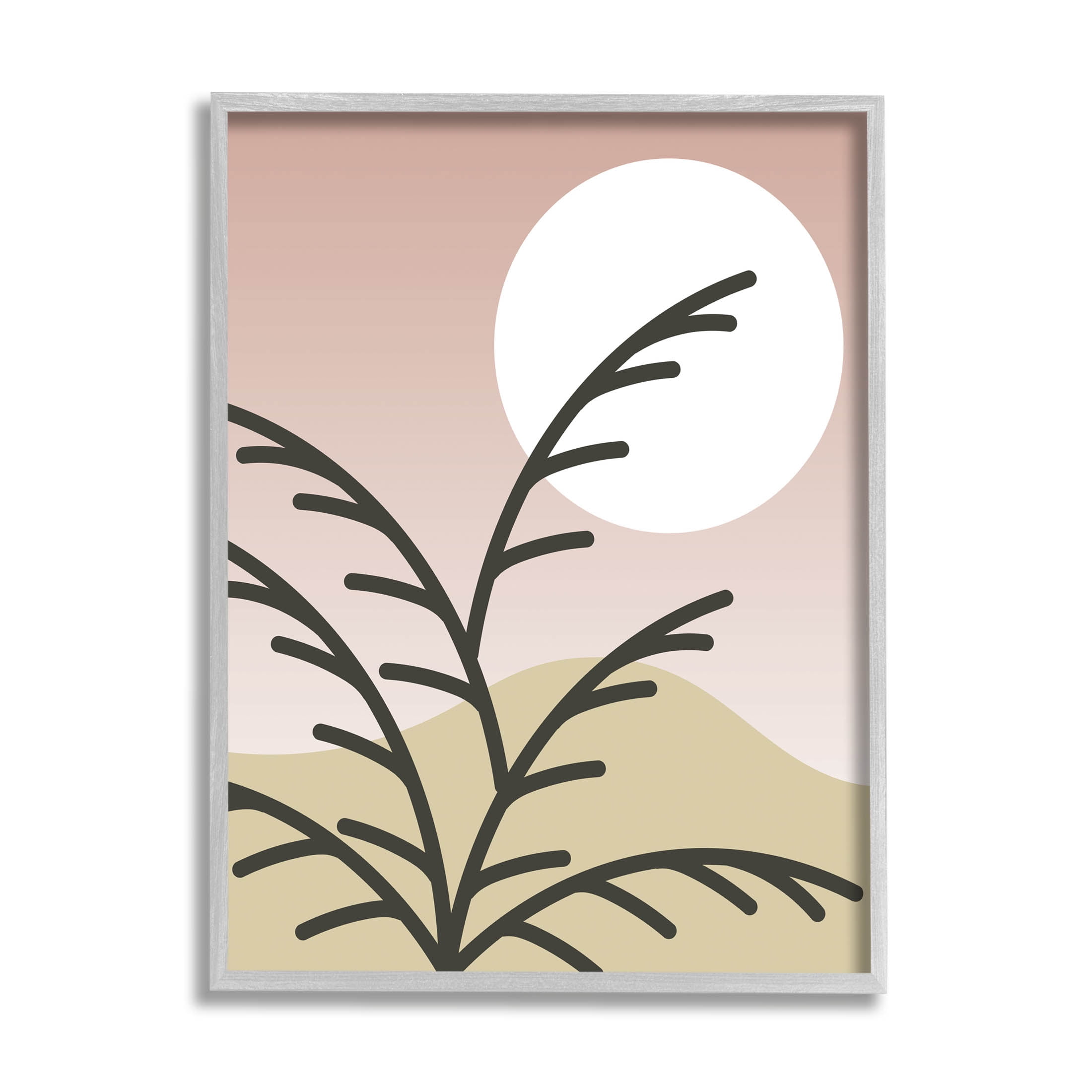 Contemporary Mountain Branches Botanical & Floral Graphic Art Gray Framed Art Print Wall Art