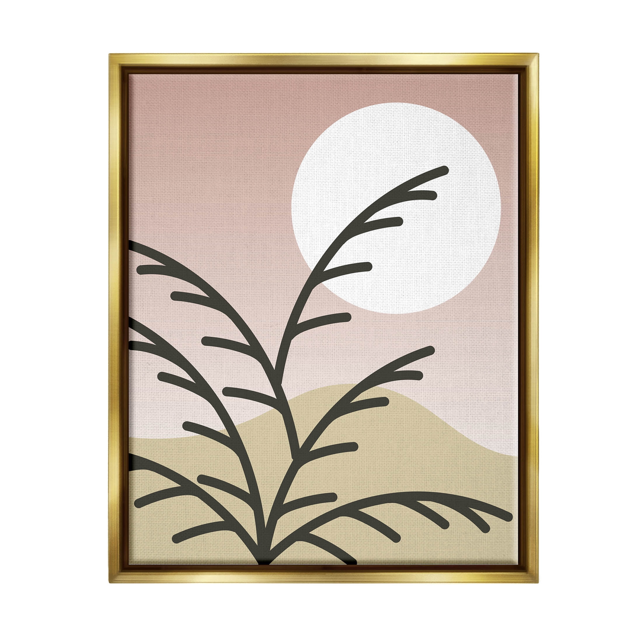 Contemporary Mountain Branches Botanical & Floral Graphic Art Metallic Gold Framed Art Print Wall Art