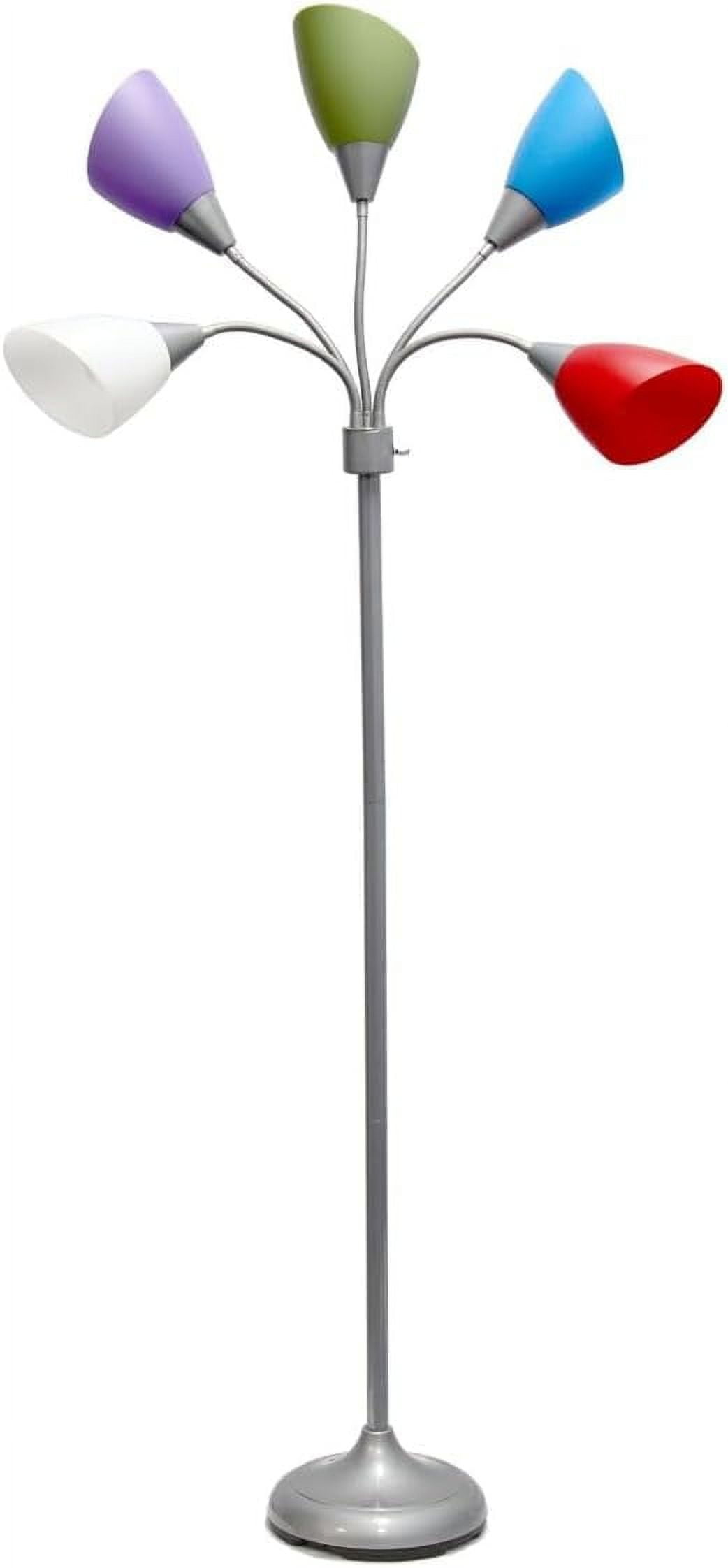 67" Contemporary Silver Multi-Head Adjustable Gooseneck Floor Lamp for Kids