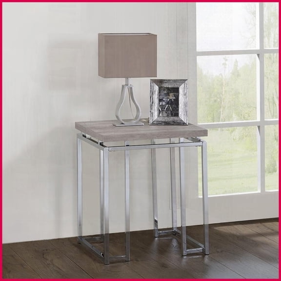 Contemporary Natural Oak Coffee Table for Living Room - Chrome Frame, Shelf Storage, Easy Assembly