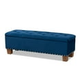 thumbnail image 1 of Contemporary Navy Blue Velvet Fabric Upholstered Button-Tufted Storage Ottoman Bench, 1 of 5